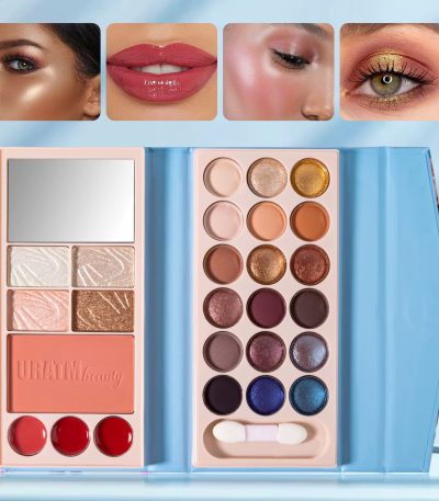 Luxurious makeup palette with 36 eyeshadows, lip colors, and face makeup, perfect for creating stunning looks.
