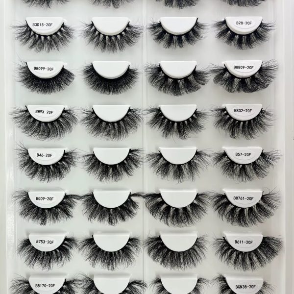A set of 20 pairs of luxurious false eyelashes in various styles, presented in a sleek white case, perfect for enhancing your natural beauty.