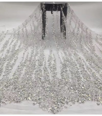 A luxurious crystal beaded wedding veil with cascading sequins, perfect for adding a touch of glamour to your wedding day look.